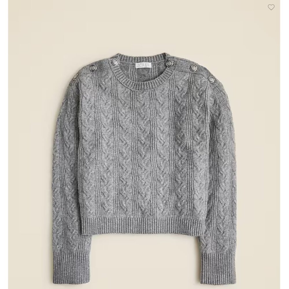 J.Crew Cable-knit sweater with buttons in Supersoft yarn Grey M